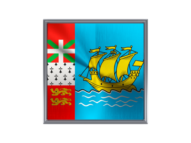 Square metal button. Download flag icon of Saint Pierre and Miquelon at PNG format