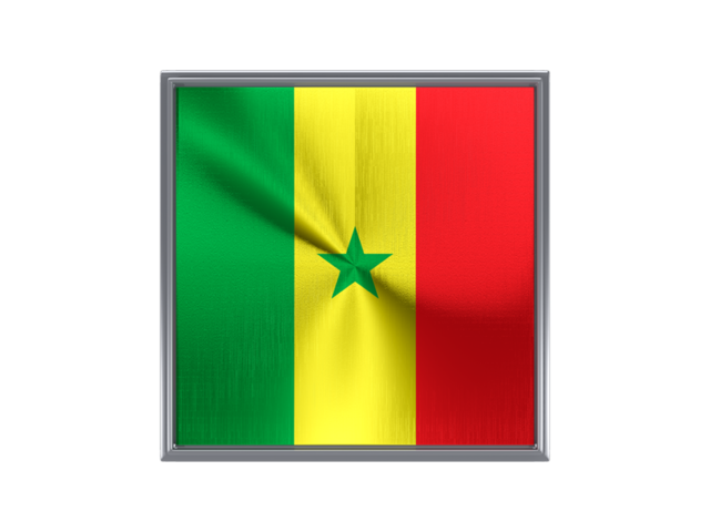 Square metal button. Download flag icon of Senegal at PNG format