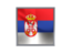 Serbia. Square metal button. Download icon.