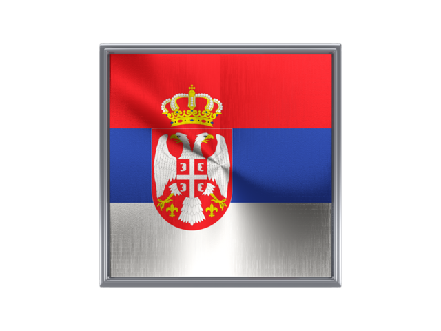 Square metal button. Download flag icon of Serbia at PNG format
