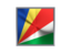 Seychelles. Square metal button. Download icon.