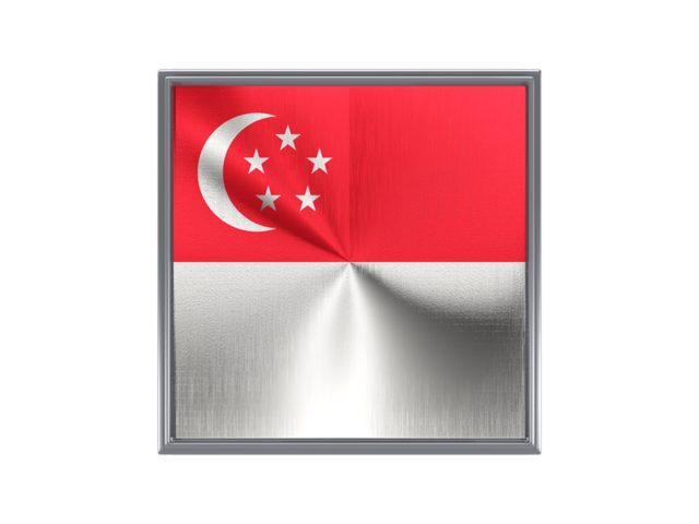 Square metal button. Download flag icon of Singapore at PNG format