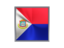 Sint Maarten. Square metal button. Download icon.