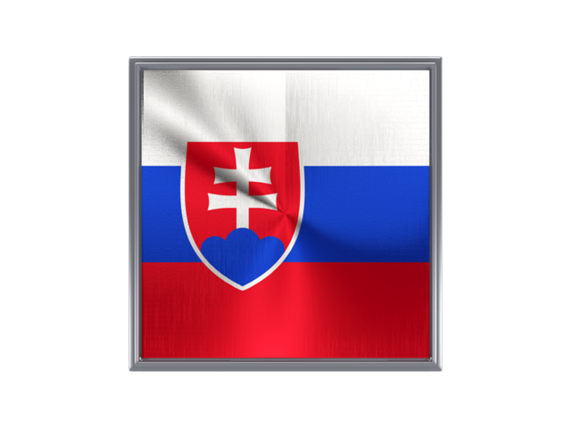 Square metal button. Download flag icon of Slovakia at PNG format