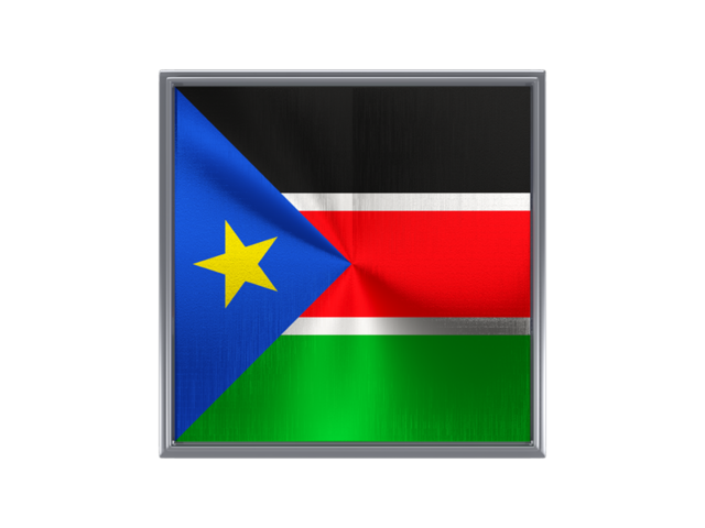 Square metal button. Download flag icon of South Sudan at PNG format
