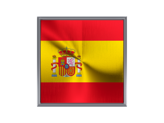 Square metal button. Download flag icon of Spain at PNG format