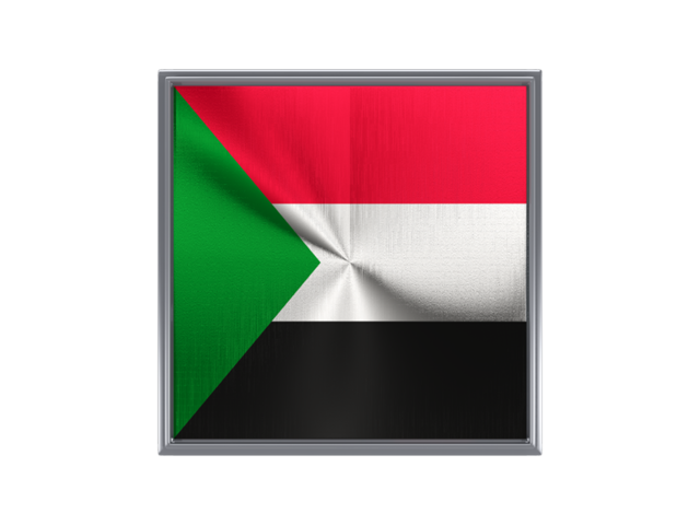 Square metal button. Download flag icon of Sudan at PNG format