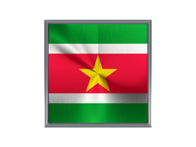 Square metal button. Download flag icon of Suriname at PNG format