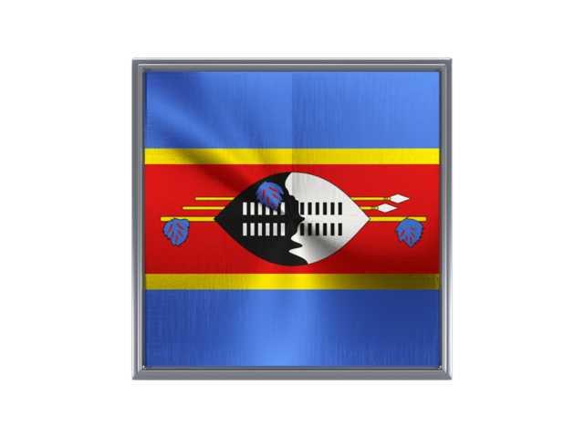 Square metal button. Download flag icon of Swaziland at PNG format