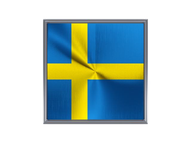 Square metal button. Download flag icon of Sweden at PNG format