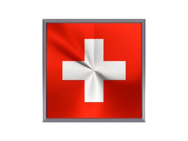 Square metal button. Download flag icon of Switzerland at PNG format