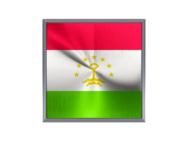 Square metal button. Download flag icon of Tajikistan at PNG format