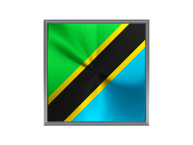 Square metal button. Download flag icon of Tanzania at PNG format