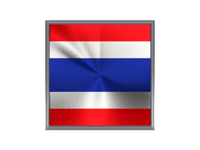 Square metal button. Download flag icon of Thailand at PNG format