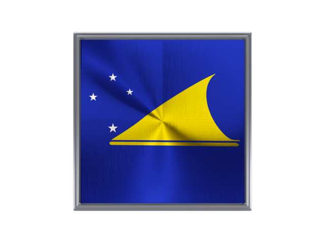 Square metal button. Download flag icon of Tokelau at PNG format