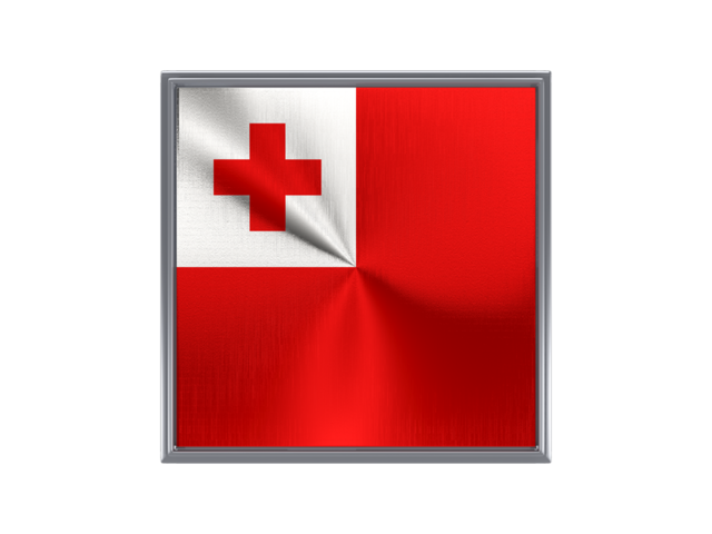 Square metal button. Download flag icon of Tonga at PNG format