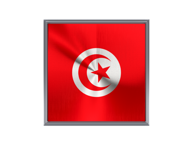 Square metal button. Download flag icon of Tunisia at PNG format