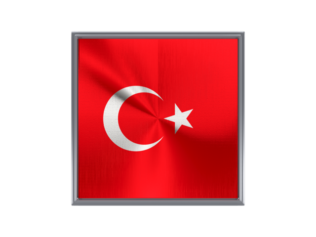 Square metal button. Download flag icon of Turkey at PNG format