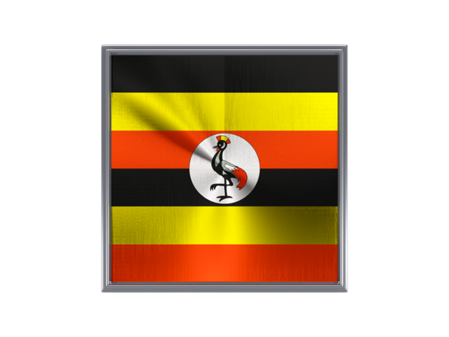 Square metal button. Download flag icon of Uganda at PNG format