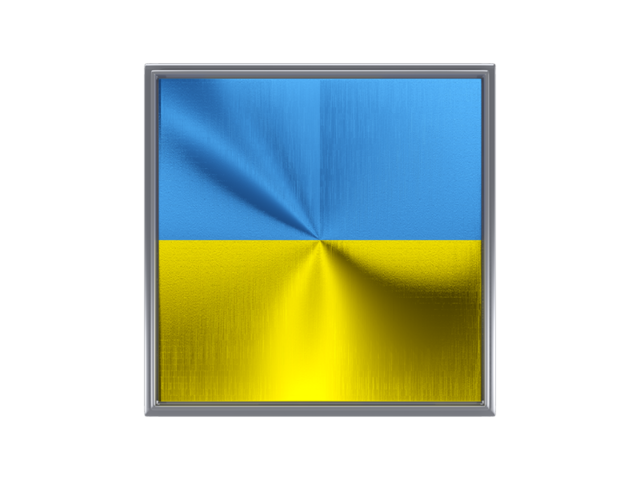 Square metal button. Download flag icon of Ukraine at PNG format