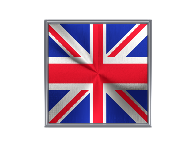 Square metal button. Download flag icon of United Kingdom at PNG format