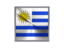 Uruguay. Square metal button. Download icon.
