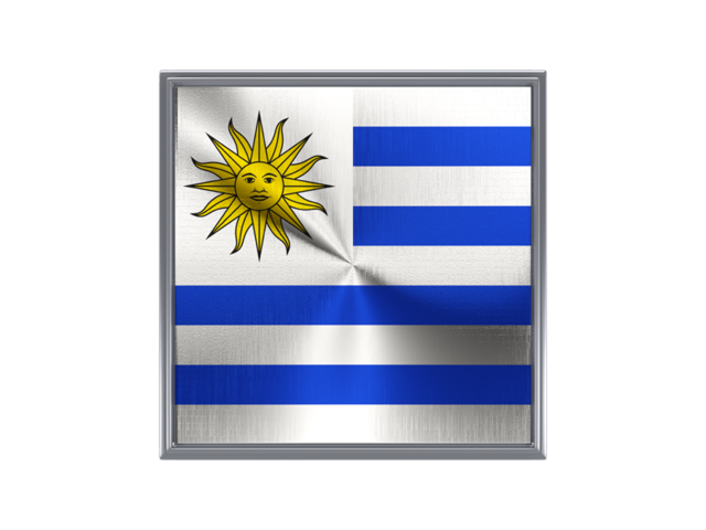 Square metal button. Download flag icon of Uruguay at PNG format