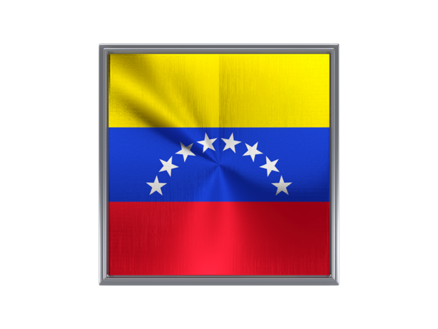 Square metal button. Download flag icon of Venezuela at PNG format