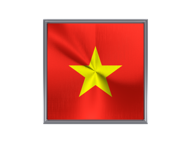 Square metal button. Download flag icon of Vietnam at PNG format