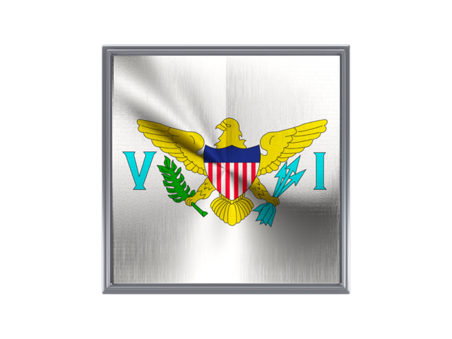 Square metal button. Download flag icon of Virgin Islands of the United States at PNG format