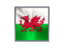 Wales. Square metal button. Download icon.