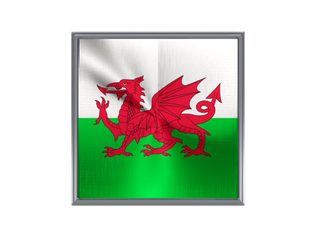 Square metal button. Download flag icon of Wales at PNG format