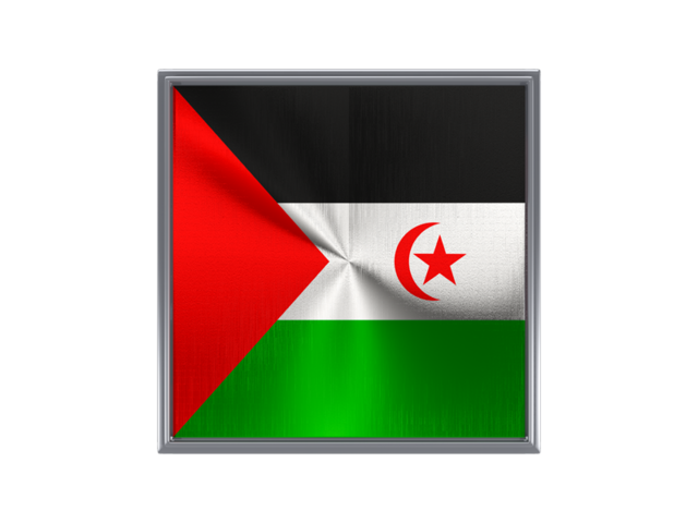 Square metal button. Download flag icon of Western Sahara at PNG format