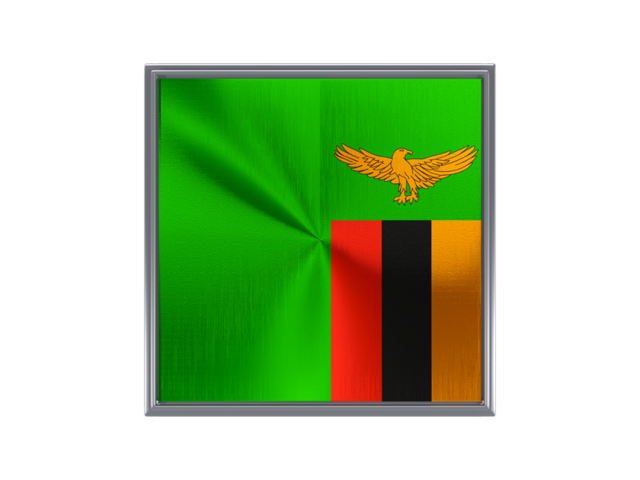Square metal button. Download flag icon of Zambia at PNG format
