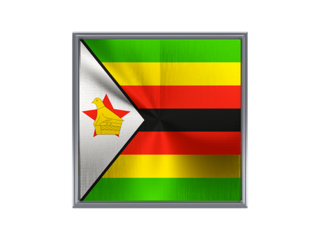 Square metal button. Download flag icon of Zimbabwe at PNG format