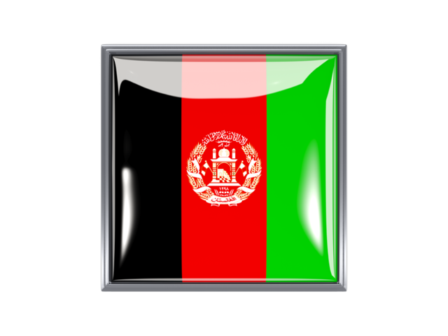 Metal framed square icon. Download flag icon of Afghanistan at PNG format