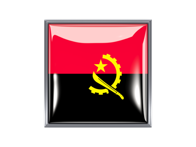 Metal framed square icon. Download flag icon of Angola at PNG format