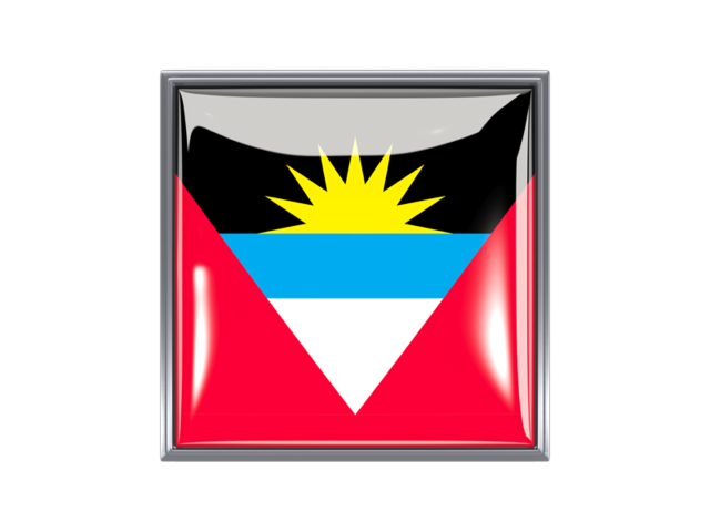 Metal framed square icon. Download flag icon of Antigua and Barbuda at PNG format