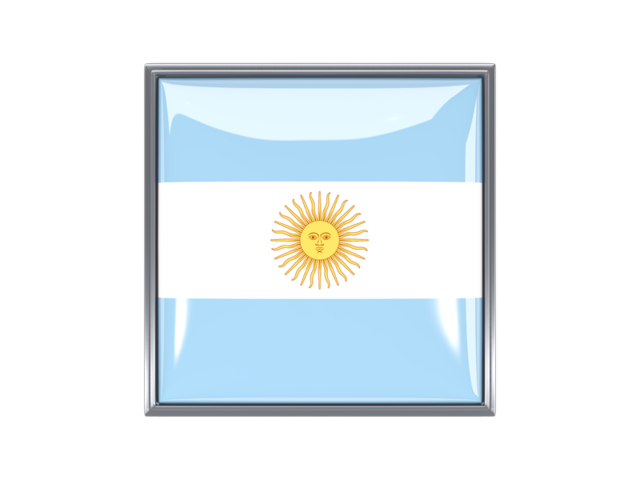 Metal framed square icon. Download flag icon of Argentina at PNG format