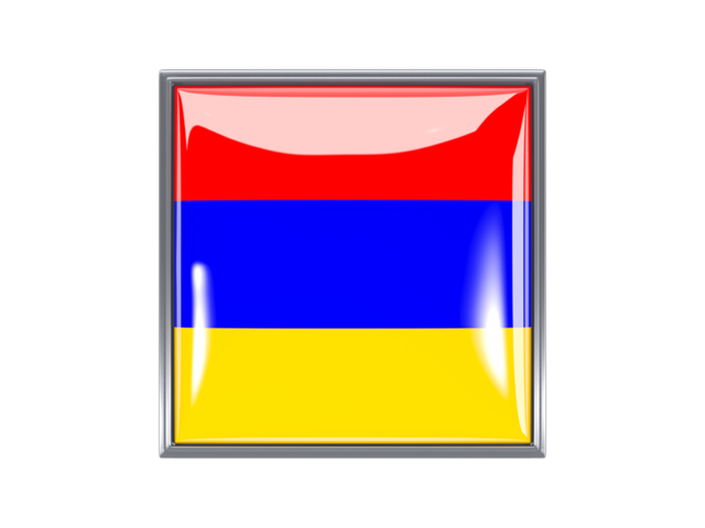 Metal framed square icon. Download flag icon of Armenia at PNG format