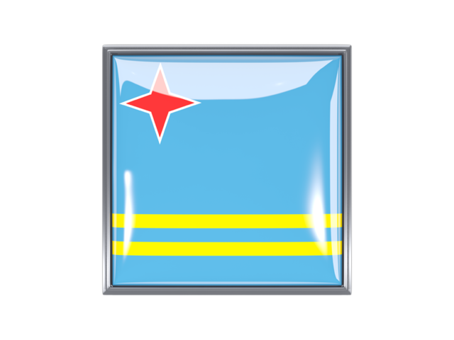 Metal framed square icon. Download flag icon of Aruba at PNG format