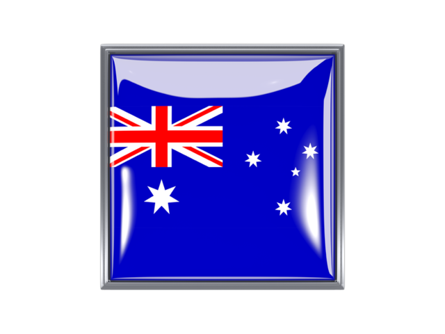 Metal framed square icon. Download flag icon of Australia at PNG format