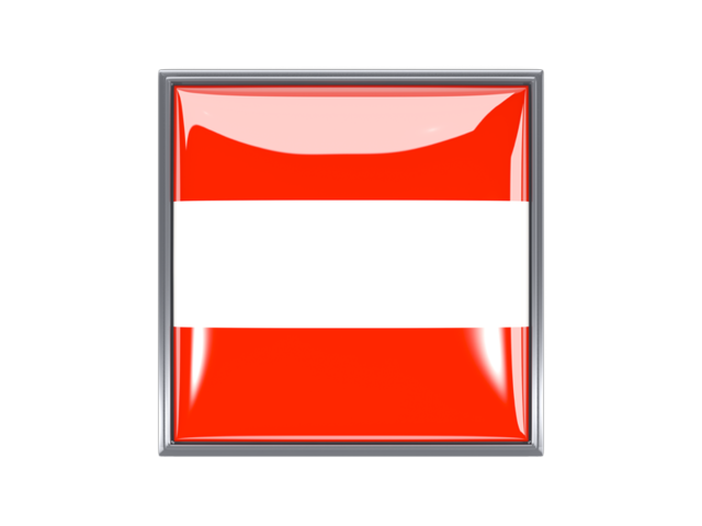 Metal framed square icon. Download flag icon of Austria at PNG format