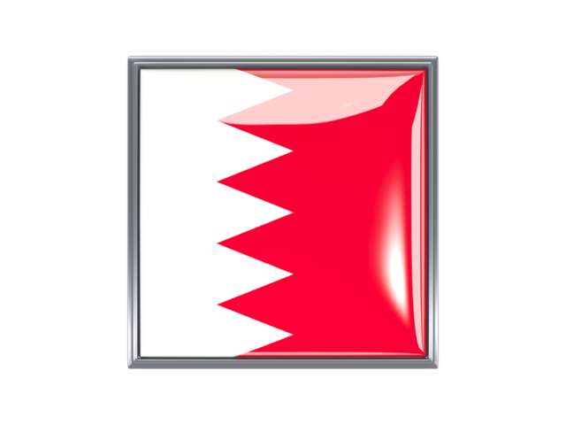 Metal framed square icon. Download flag icon of Bahrain at PNG format