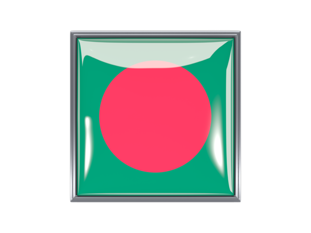 Квадратная иконка с металлической рамкой. Скачать флаг. Бангладеш