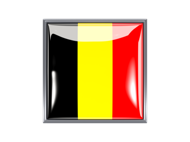 Metal framed square icon. Download flag icon of Belgium at PNG format
