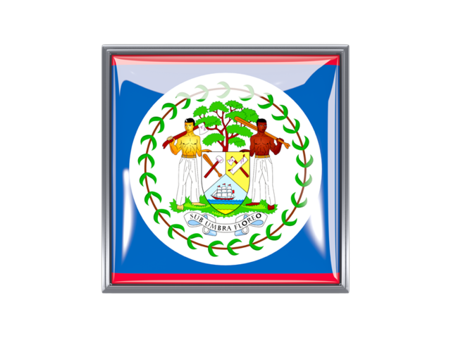 Metal framed square icon. Download flag icon of Belize at PNG format
