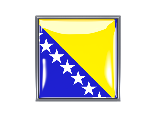 Metal framed square icon. Download flag icon of Bosnia and Herzegovina at PNG format