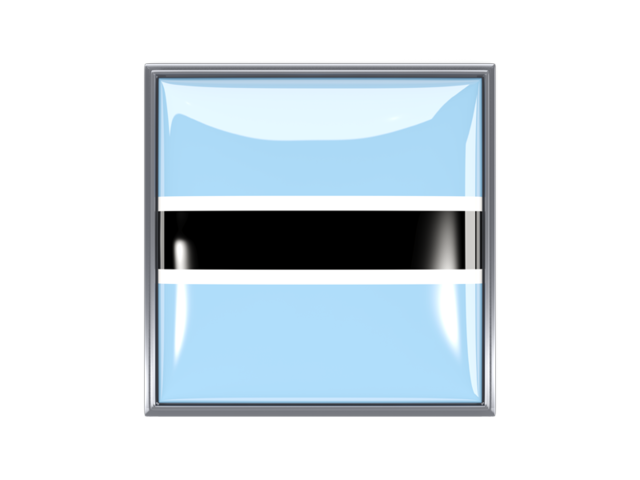 Квадратная иконка с металлической рамкой. Скачать флаг. Ботсвана