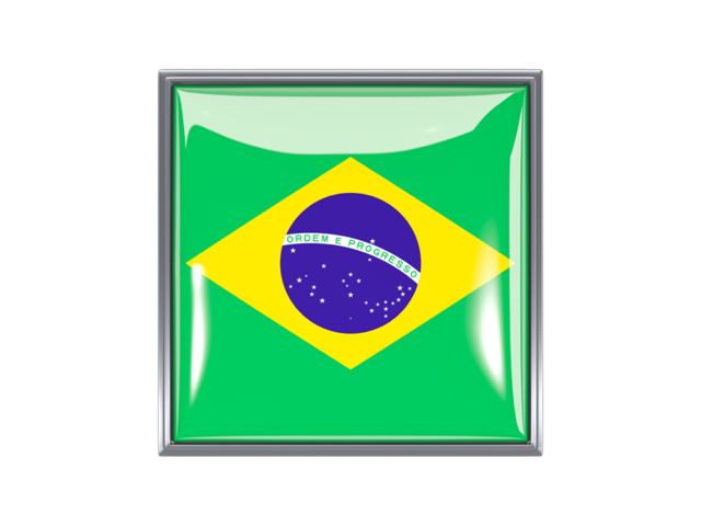 Metal framed square icon. Download flag icon of Brazil at PNG format